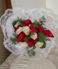 Red and White Satin Piece